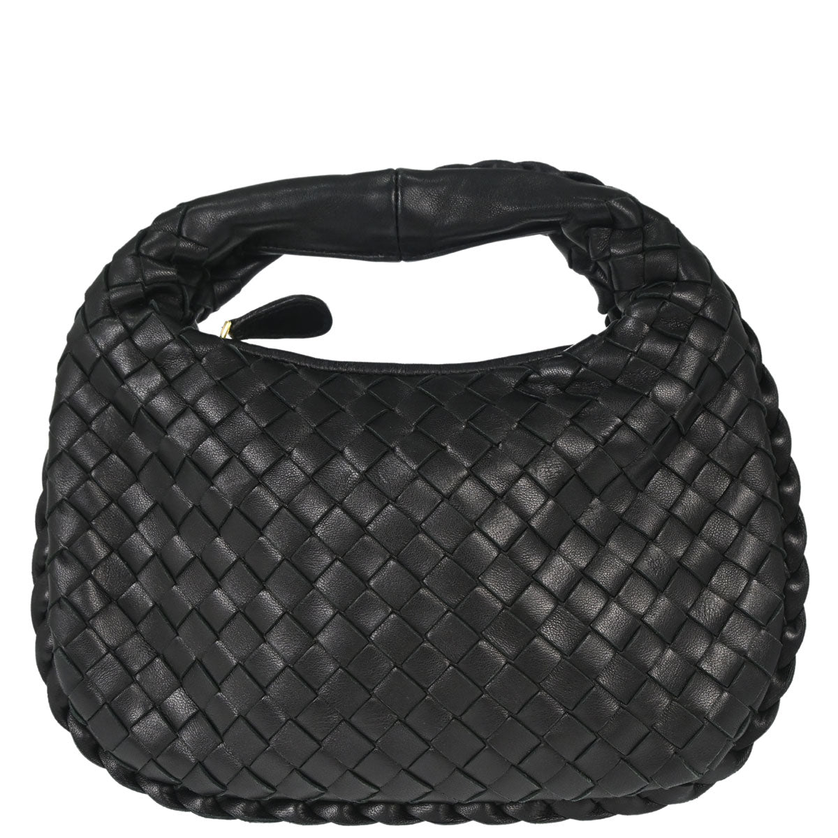 Bottega Veneta Black Lambskin Intrecciato Hobo Handbag