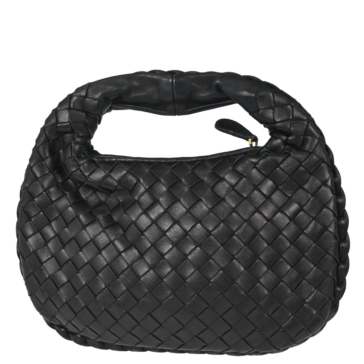 Bottega Veneta Black Lambskin Intrecciato Hobo Handbag