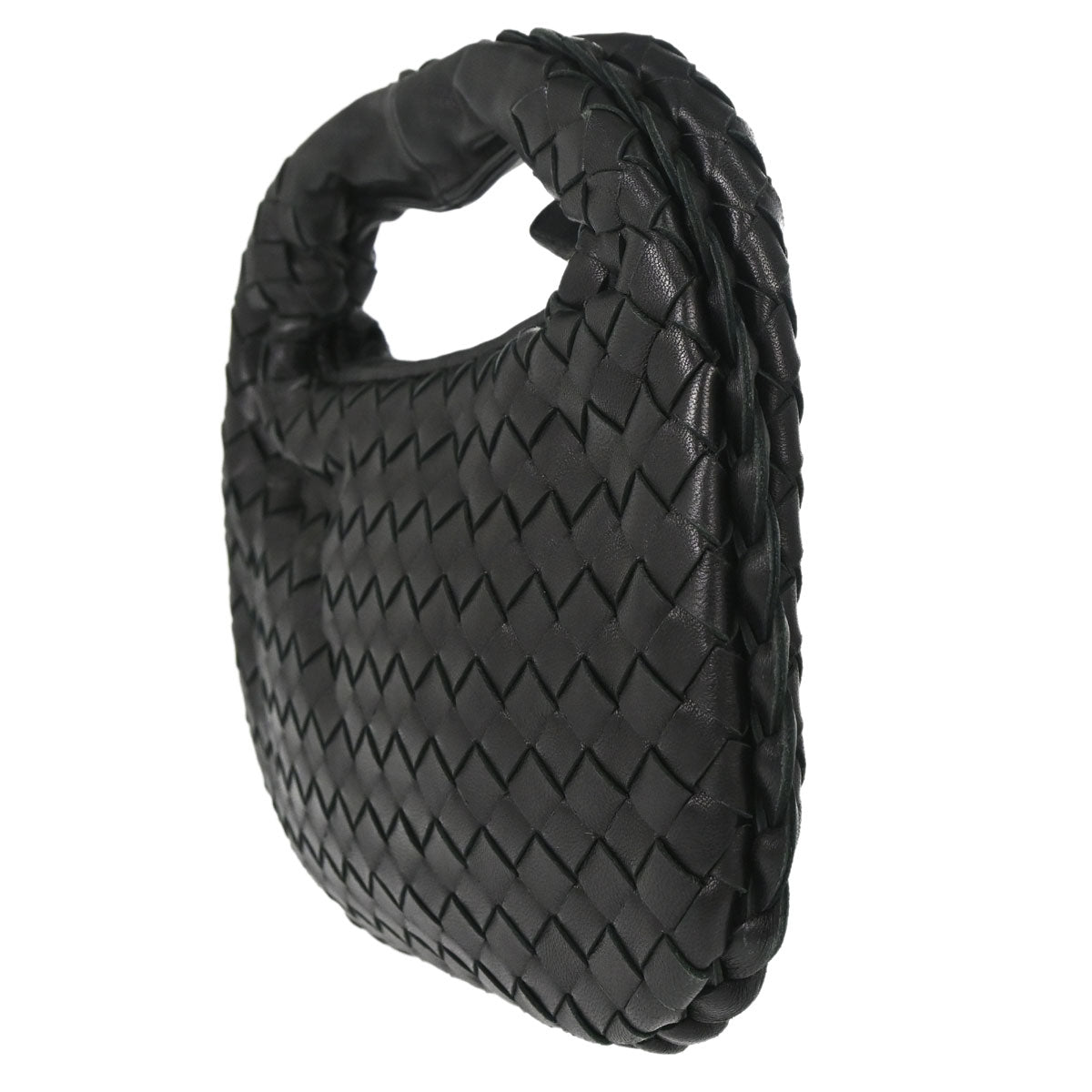 Bottega Veneta Black Lambskin Intrecciato Hobo Handbag