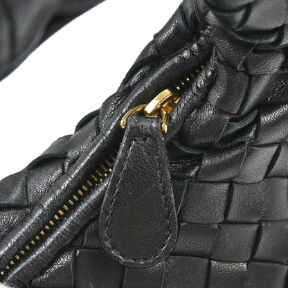Bottega Veneta Black Lambskin Intrecciato Hobo Handbag