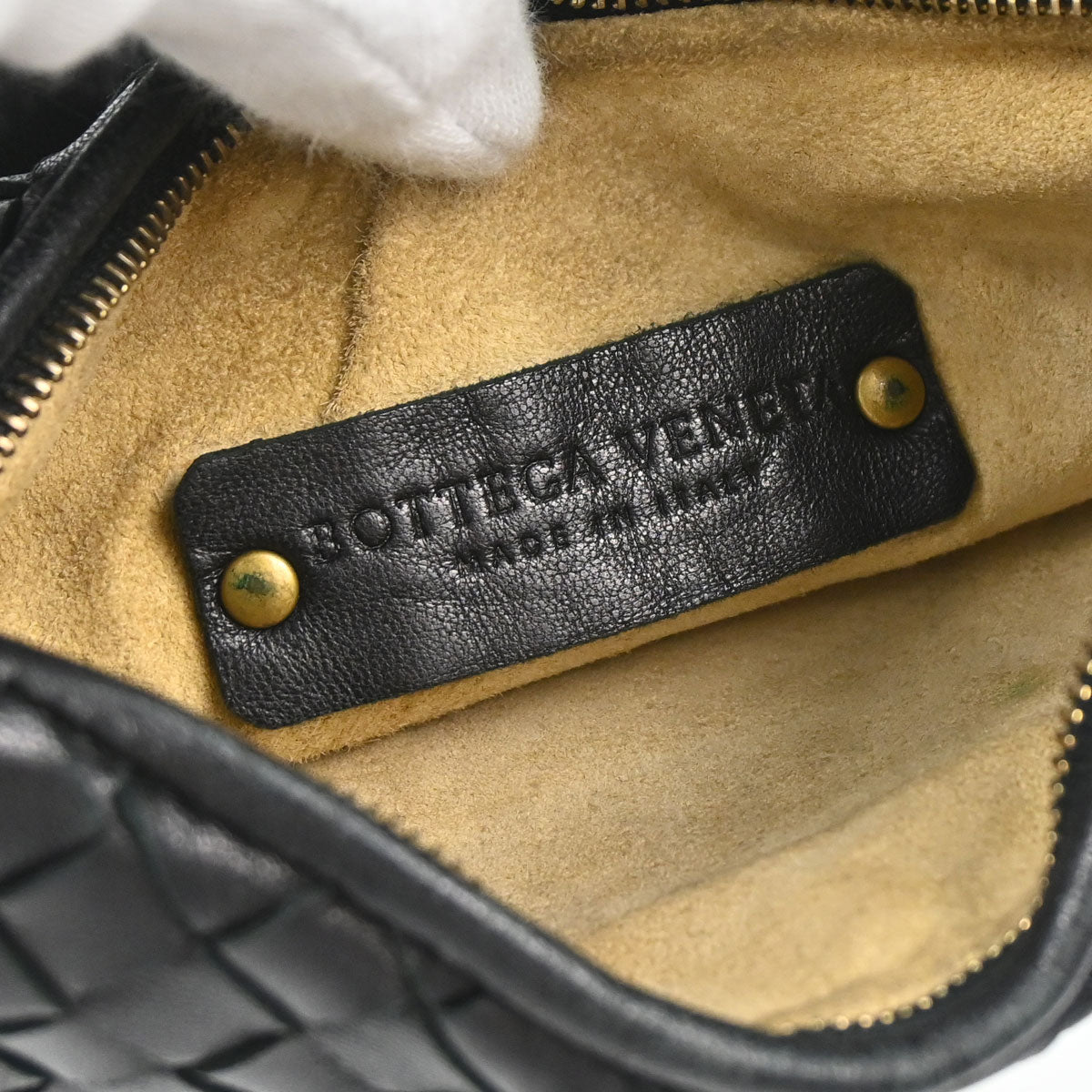 Bottega Veneta Black Lambskin Intrecciato Hobo Handbag