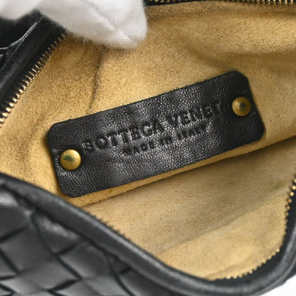 Bottega Veneta Black Lambskin Intrecciato Hobo Handbag