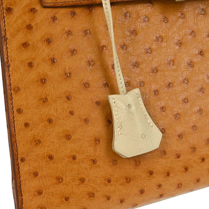 Hermes * Chestnut Ostrich Kelly 28 Sellier 2way Shoulder Handbag