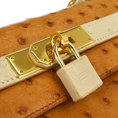 Hermes * Chestnut Ostrich Kelly 28 Sellier 2way Shoulder Handbag