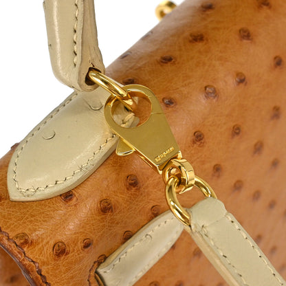 Hermes * Chestnut Ostrich Kelly 28 Sellier 2way Shoulder Handbag