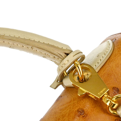 Hermes * Chestnut Ostrich Kelly 28 Sellier 2way Shoulder Handbag