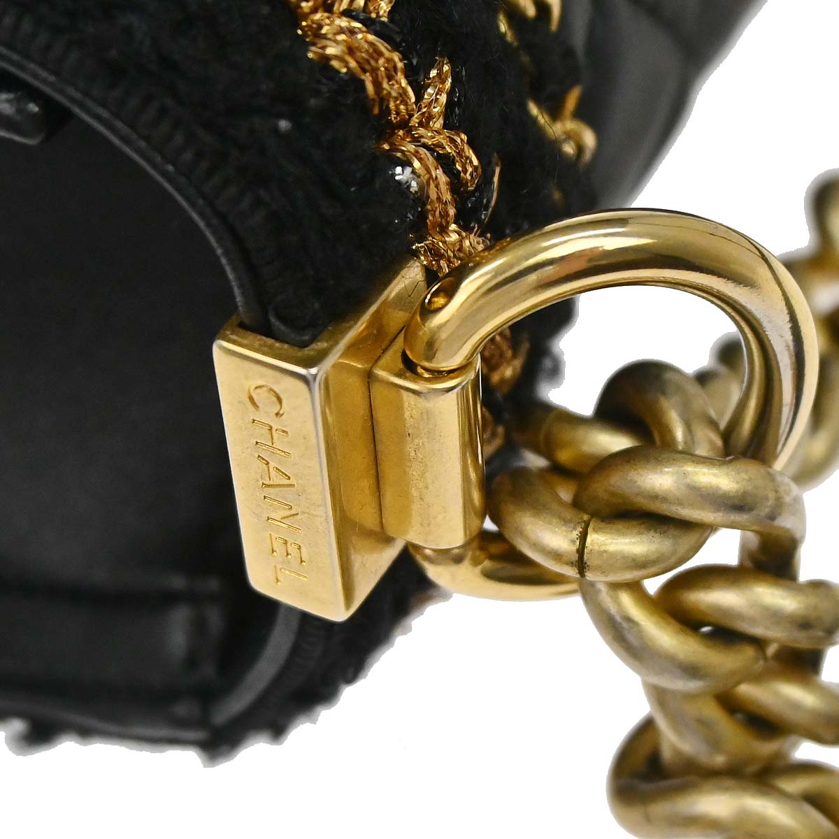 Boy Chanel 2017 Black Lambskin Tweed Medium Shoulder Bag