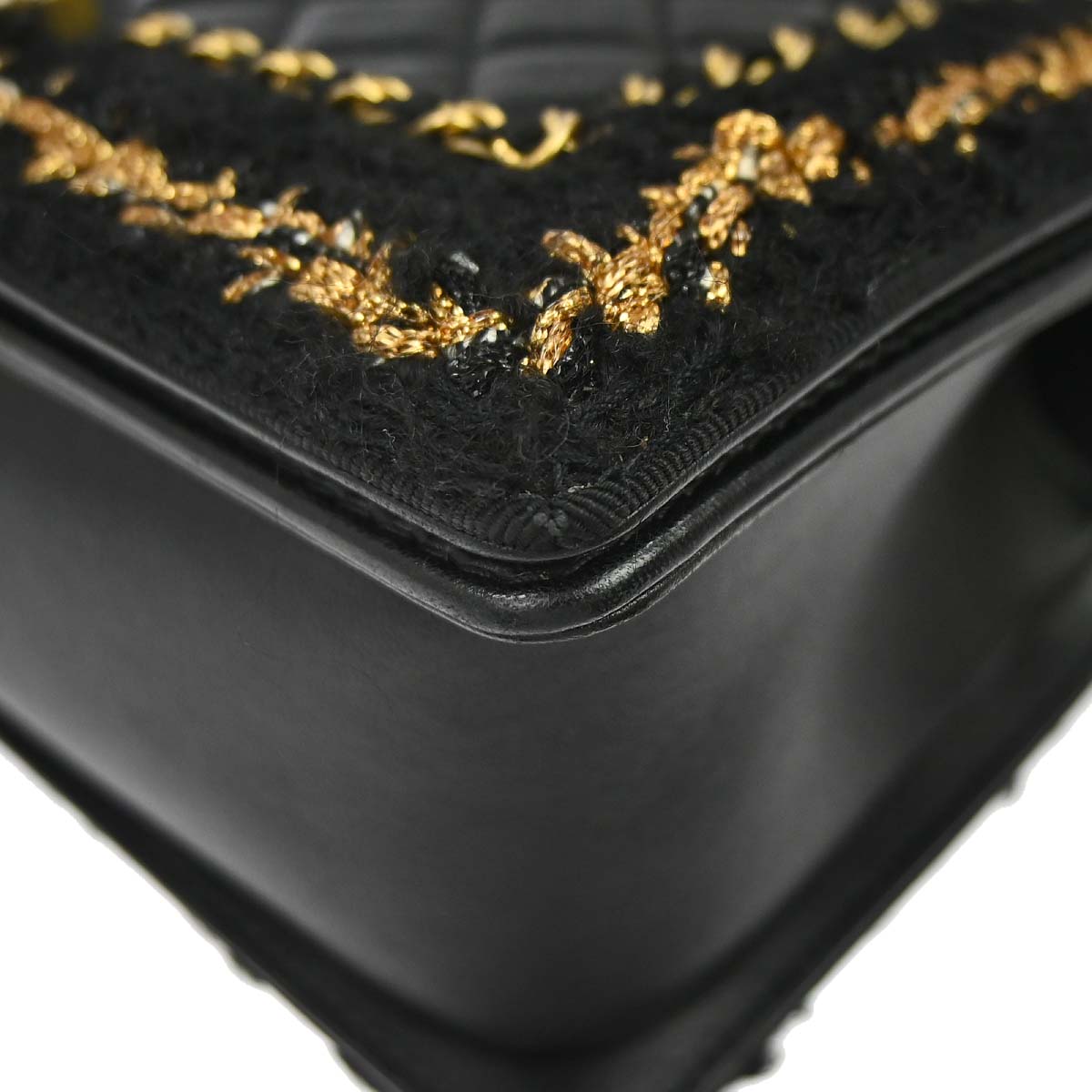 Boy Chanel 2017 Black Lambskin Tweed Medium Shoulder Bag