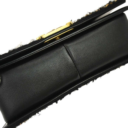 Boy Chanel 2017 Black Lambskin Tweed Medium Shoulder Bag