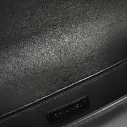 Boy Chanel 2017 Black Lambskin Tweed Medium Shoulder Bag