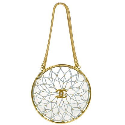 Chanel Clear Acrylic Minaudiere Dreamcatcher Beaded Gold Round Circle Bag