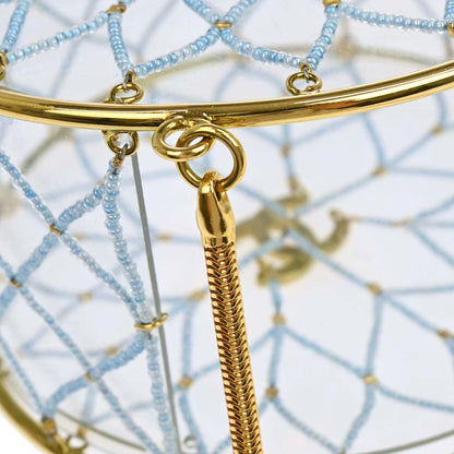 Chanel Clear Acrylic Minaudiere Dreamcatcher Beaded Gold Round Circle Bag