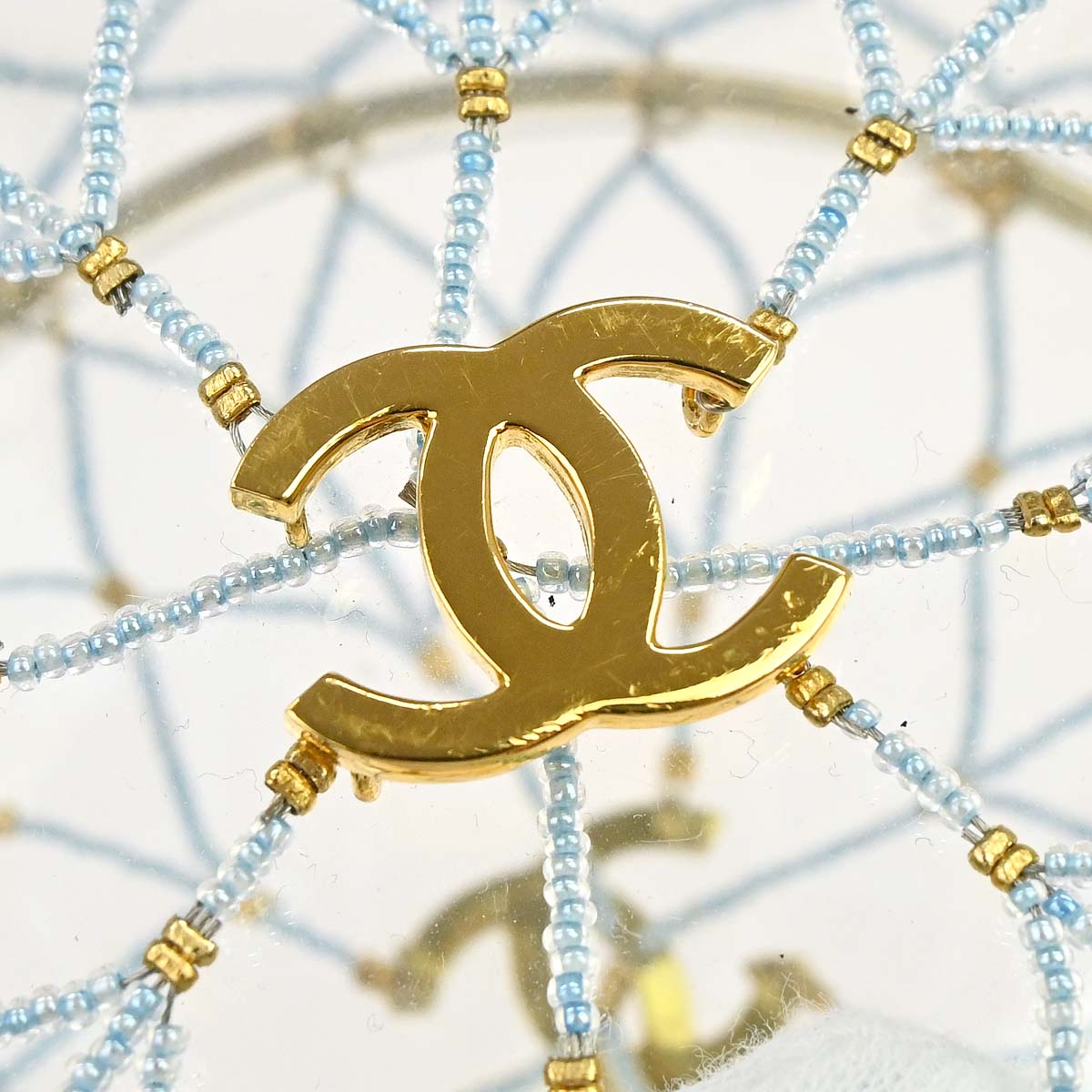 Chanel Clear Acrylic Minaudiere Dreamcatcher Beaded Gold Round Circle Bag