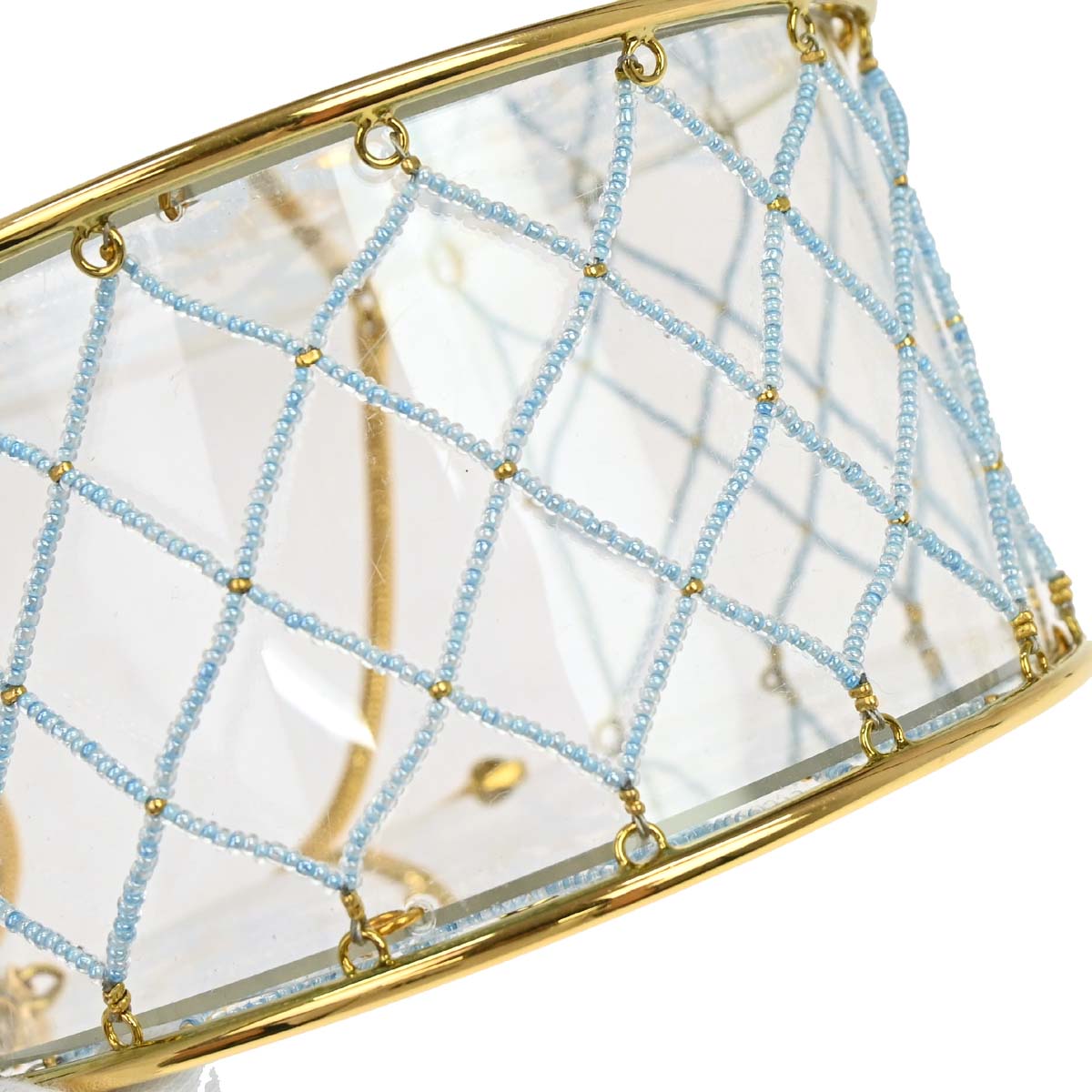 Chanel Clear Acrylic Minaudiere Dreamcatcher Beaded Gold Round Circle Bag