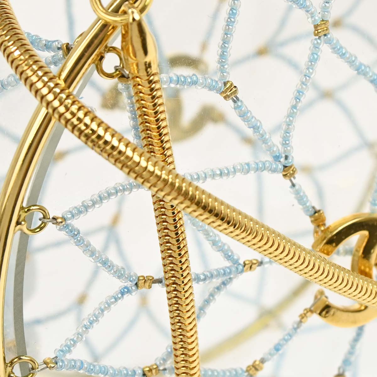 Chanel Clear Acrylic Minaudiere Dreamcatcher Beaded Gold Round Circle Bag