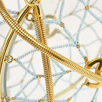 Chanel Clear Acrylic Minaudiere Dreamcatcher Beaded Gold Round Circle Bag