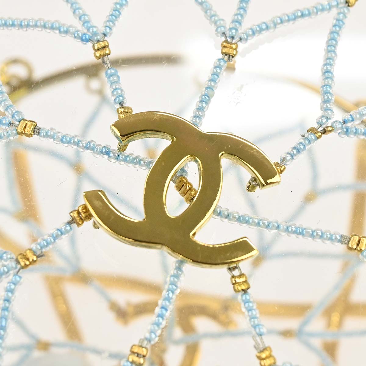 Chanel Clear Acrylic Minaudiere Dreamcatcher Beaded Gold Round Circle Bag
