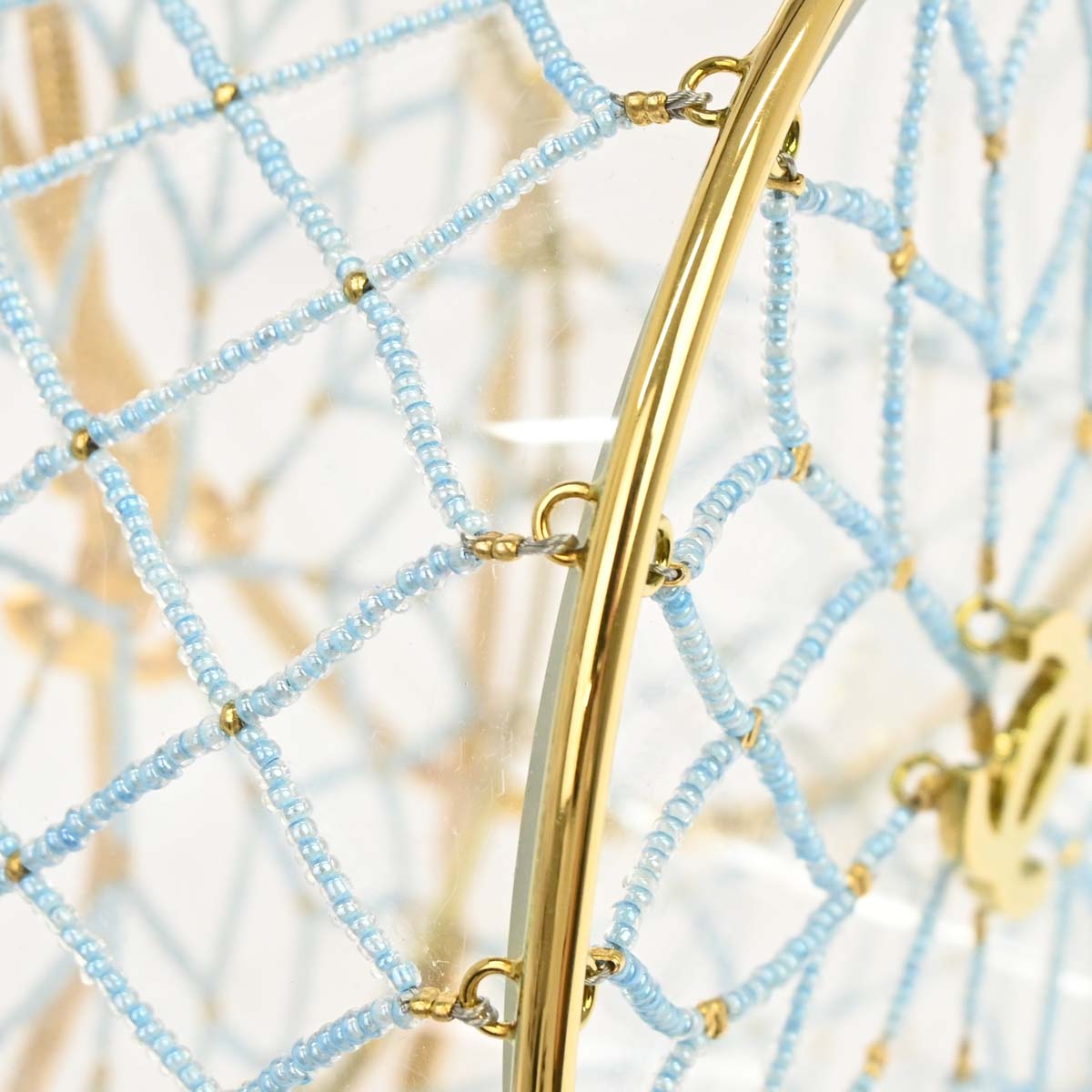 Chanel Clear Acrylic Minaudiere Dreamcatcher Beaded Gold Round Circle Bag