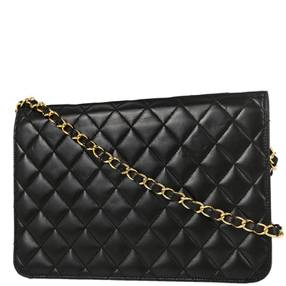 Chanel Black Lambskin Turnlock Medium Half Flap Shoulder Bag