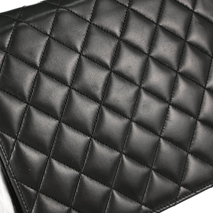Chanel Black Lambskin Turnlock Medium Half Flap Shoulder Bag