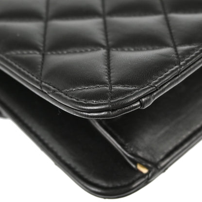 Chanel Black Lambskin Turnlock Medium Half Flap Shoulder Bag
