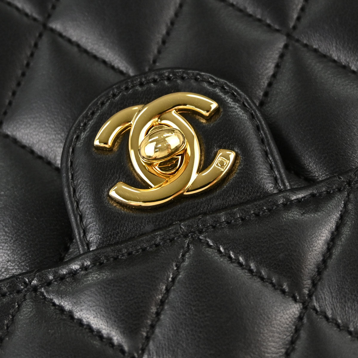 Chanel Black Lambskin Turnlock Medium Half Flap Shoulder Bag