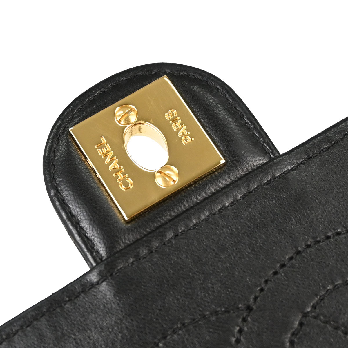 Chanel Black Lambskin Turnlock Medium Half Flap Shoulder Bag