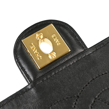 Chanel Black Lambskin Turnlock Medium Half Flap Shoulder Bag