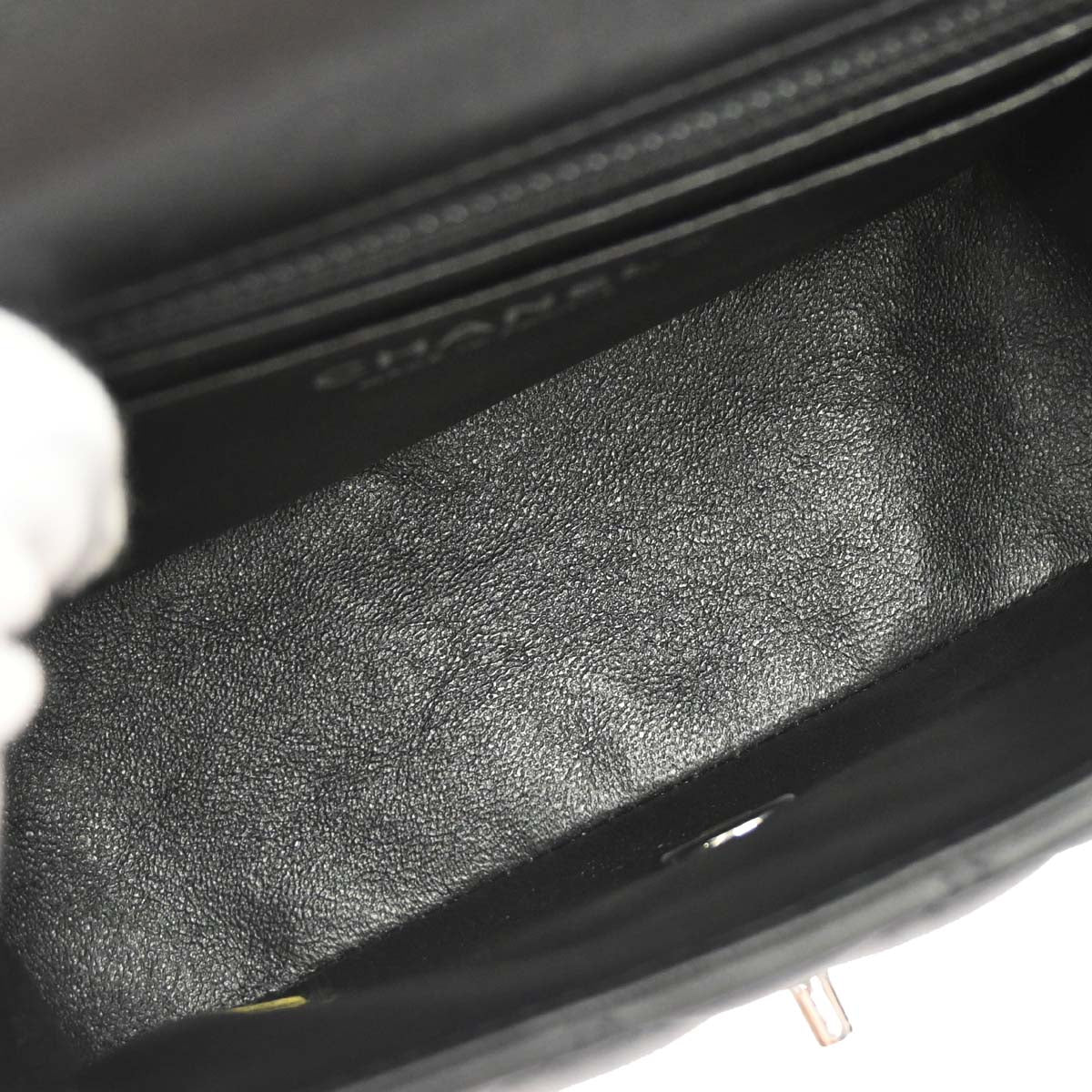 Chanel 2019 Black Lambskin Mini Classic Square Flap Shoulder Bag 17