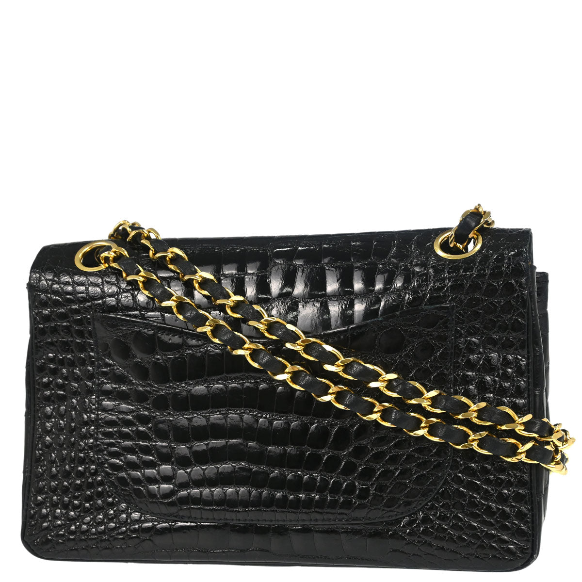 Chanel 1986-1988* Black Alligator Small Classic Double Flap Shoulder Bag