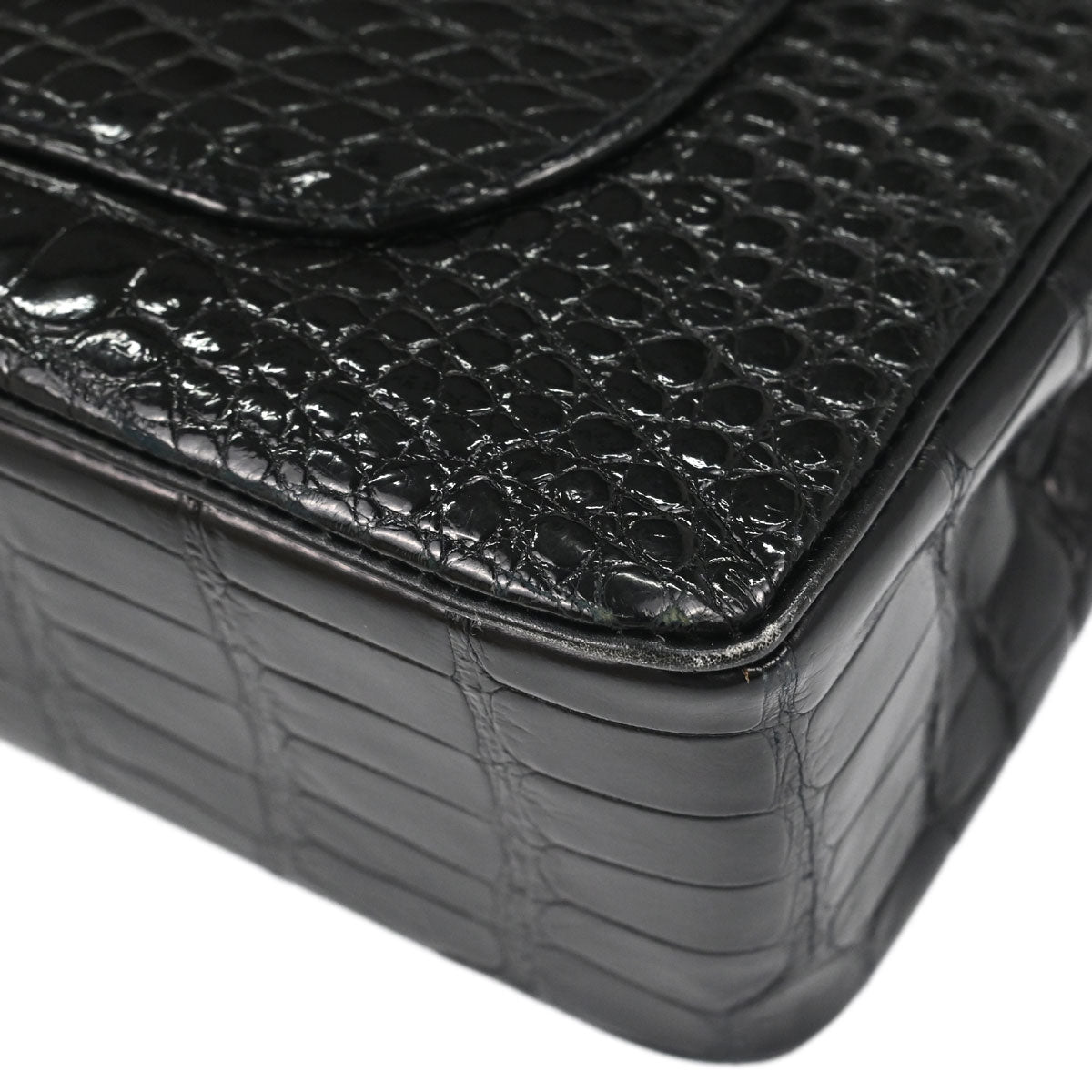Chanel 1986-1988* Black Alligator Small Classic Double Flap Shoulder Bag