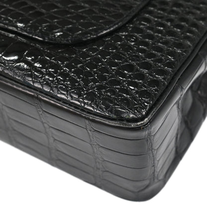Chanel 1986-1988* Black Alligator Small Classic Double Flap Shoulder Bag