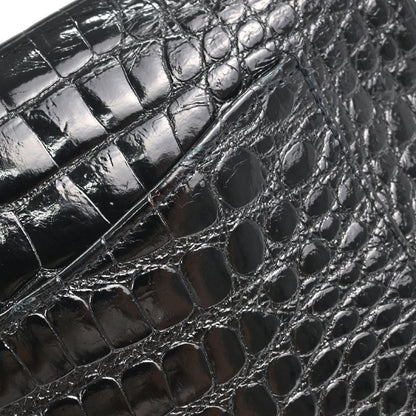 Chanel 1986-1988* Black Alligator Small Classic Double Flap Shoulder Bag