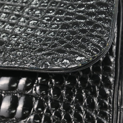 Chanel 1986-1988* Black Alligator Small Classic Double Flap Shoulder Bag