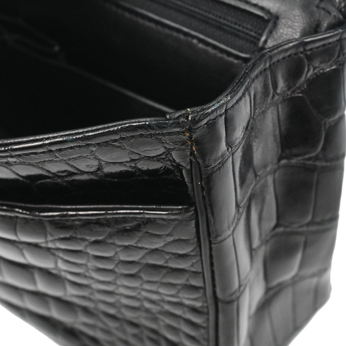 Chanel 1986-1988* Black Alligator Small Classic Double Flap Shoulder Bag