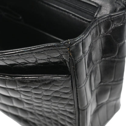 Chanel 1986-1988* Black Alligator Small Classic Double Flap Shoulder Bag