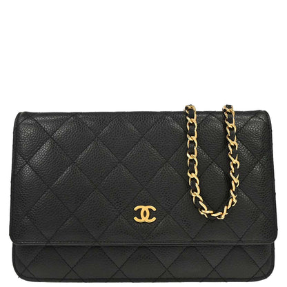 Chanel Black Caviar Skin Classic WOC Wallet on Chain Bag