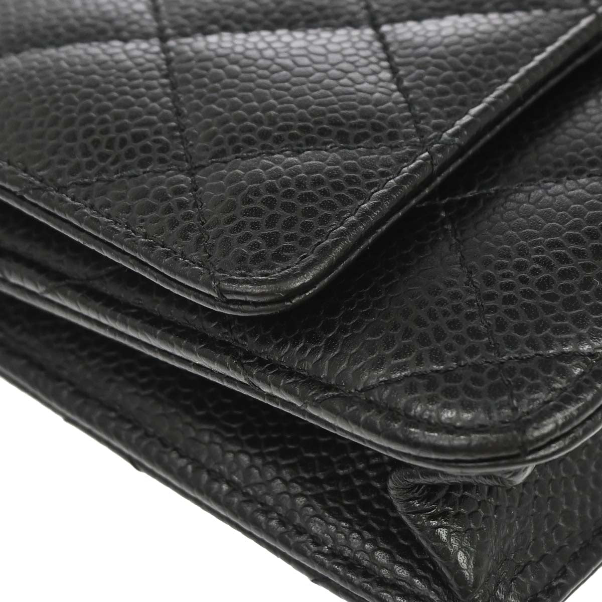 Chanel Black Caviar Skin Classic WOC Wallet on Chain Bag