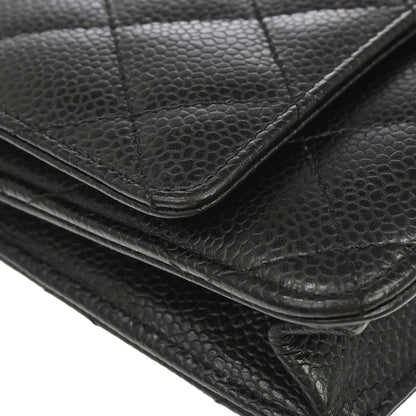 Chanel Black Caviar Skin Classic WOC Wallet on Chain Bag