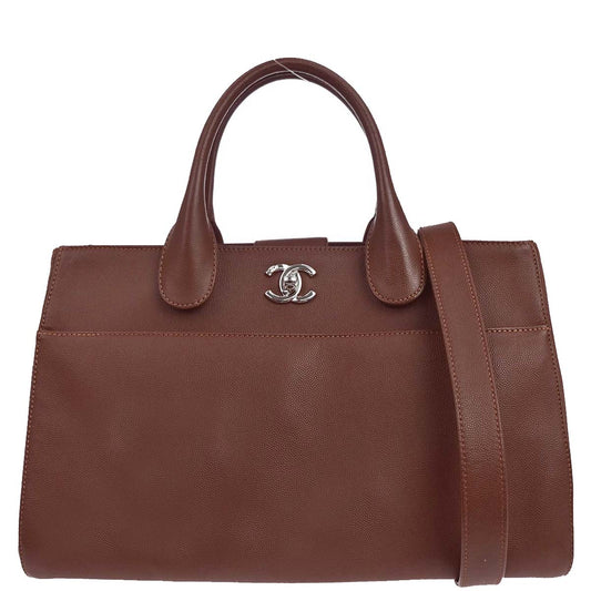 Chanel 2015-2016 Brown Caviar Skin Executive Cerf 2way Shoulder Tote Bag