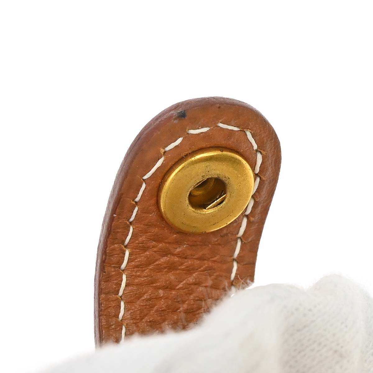 Hermes Gold Courchevel Nomad Key Chain Glove Holder Clip Small Good