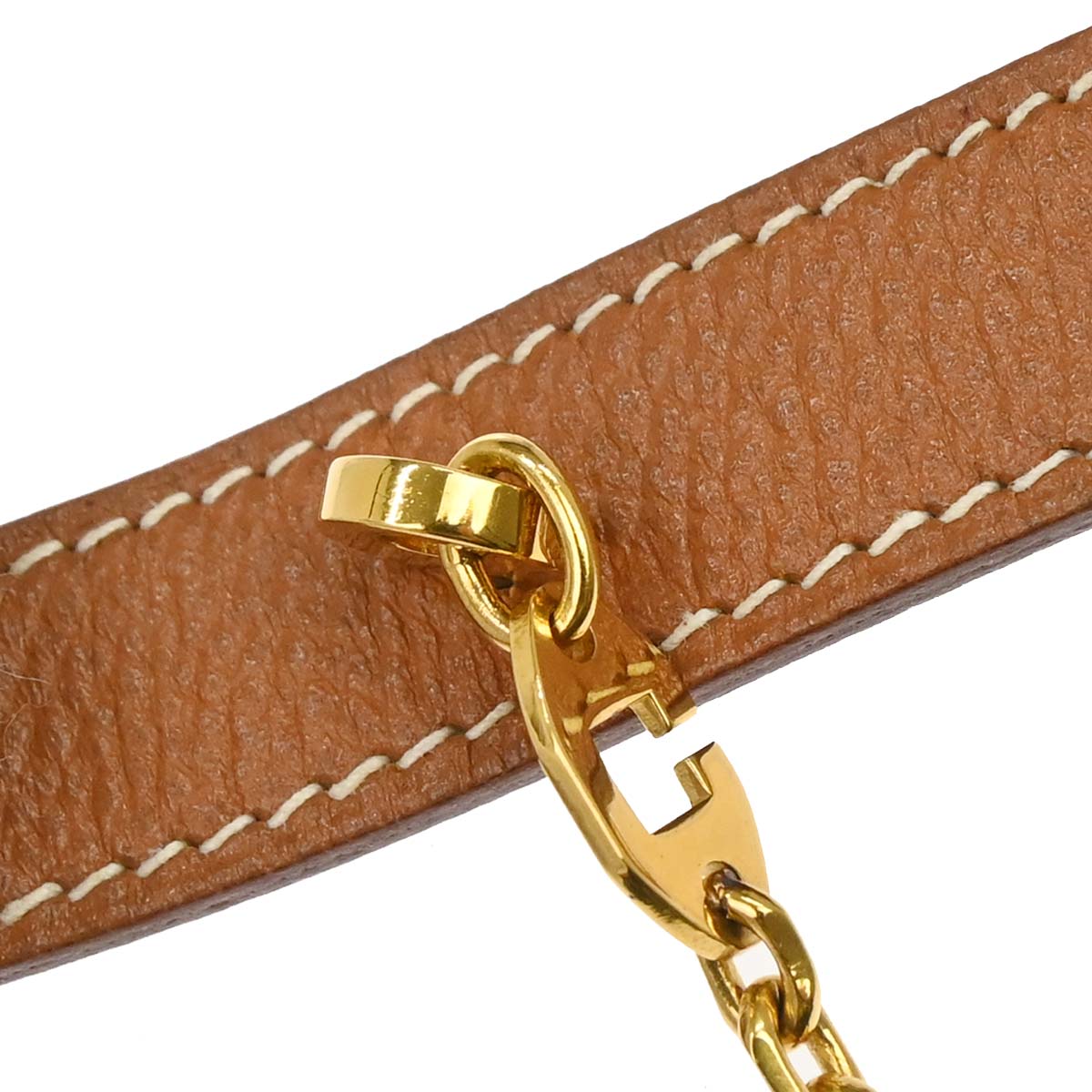Hermes Gold Courchevel Nomad Key Chain Glove Holder Clip Small Good