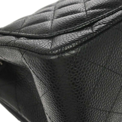 Chanel 2014-2015 Black Caviar Skin Mini Classic Square Flap Shoulder Bag 17