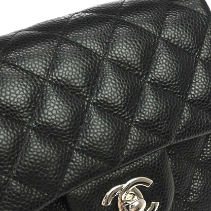 Chanel 2014-2015 Black Caviar Skin Mini Classic Square Flap Shoulder Bag 17