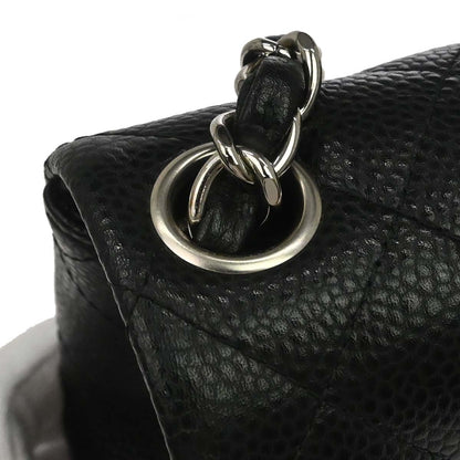 Chanel 2014-2015 Black Caviar Skin Mini Classic Square Flap Shoulder Bag 17