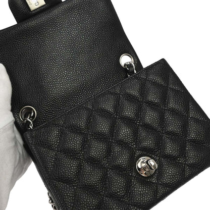 Chanel 2014-2015 Black Caviar Skin Mini Classic Square Flap Shoulder Bag 17