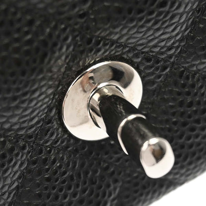 Chanel 2014-2015 Black Caviar Skin Mini Classic Square Flap Shoulder Bag 17