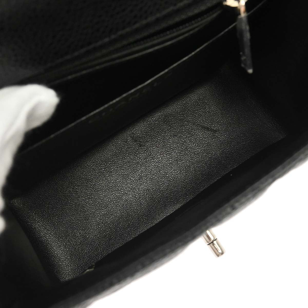 Chanel 2014-2015 Black Caviar Skin Mini Classic Square Flap Shoulder Bag 17