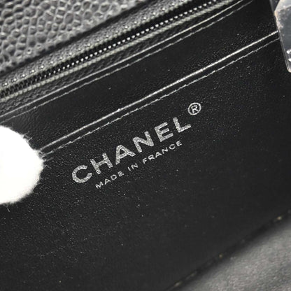 Chanel 2014-2015 Black Caviar Skin Mini Classic Square Flap Shoulder Bag 17