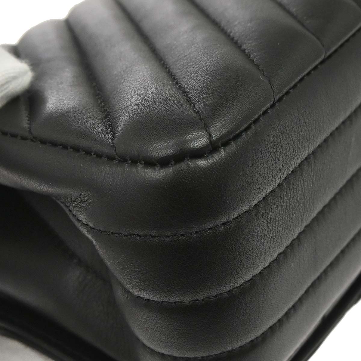 Chanel Black Lambskin Chevron Turnlock Mini Full Flap Shoulder Bag